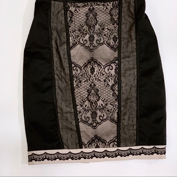 Costa Blanca Black & Ivory Lace Strapless Dress - Picture 3 of 8